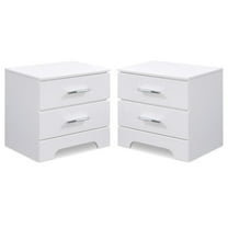 Home Square 2 Drawer Wood Nightstand in White Finish - Set of 2
