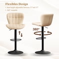 thumbnail image 6 of Furniliving Bar Stools Set of 2, Faux Leather Modern Swivel Bar Chairs, Upholstered Counter Height Barstools with Back for Bar, Kitchen Island, Dining Room, Beige, 6 of 12