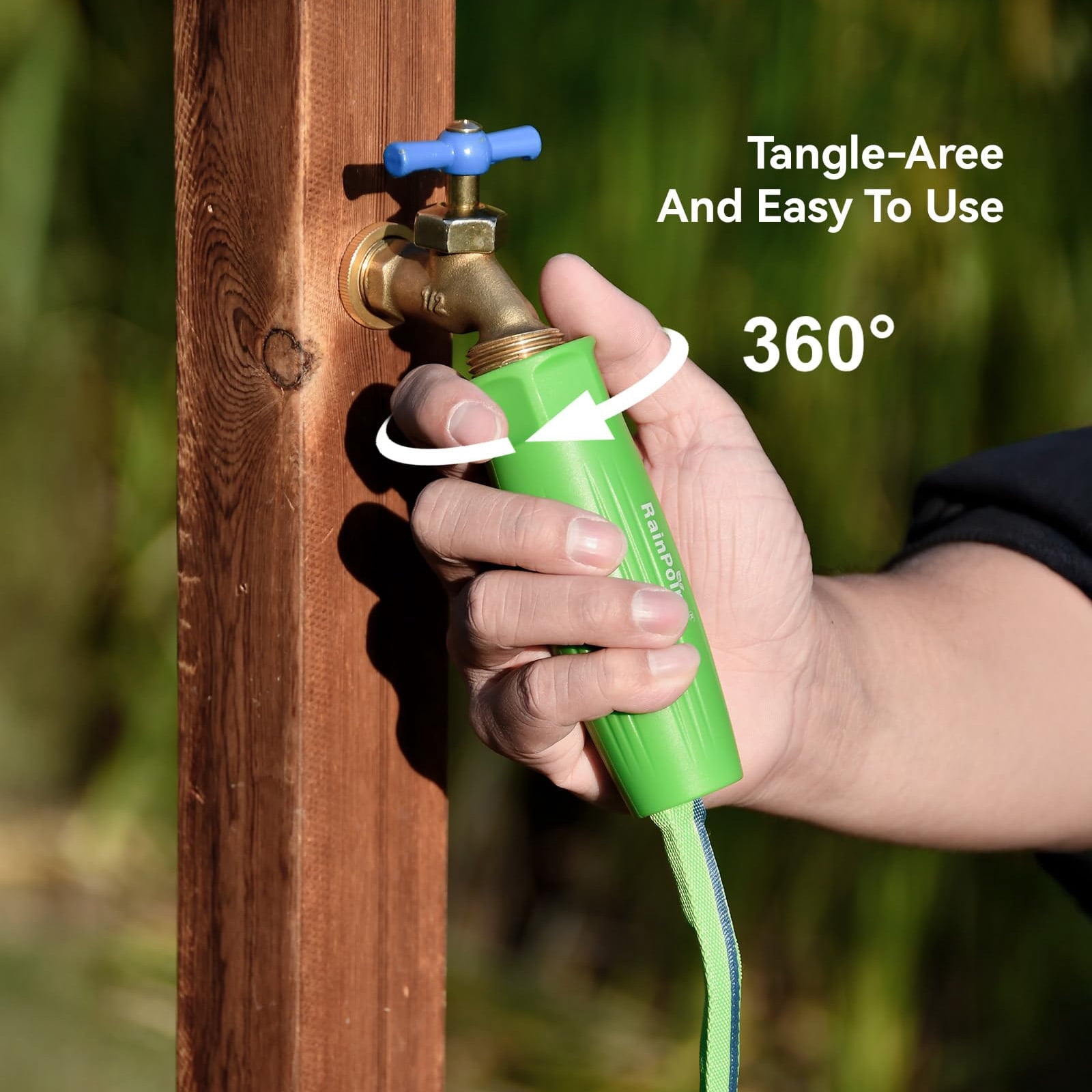 RainPoint 25FT Garden Hose with Hose Nozzle, 60% Lighter TPE Anti-Kink Water Hose Anti-Kink Flexible Hose,3/4" Fittings