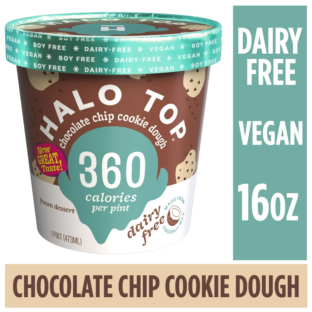 Halo Top NonDairy Vegan Chocolate Chip Cookie Dough Frozen Dessert Pint , 16 fl oz