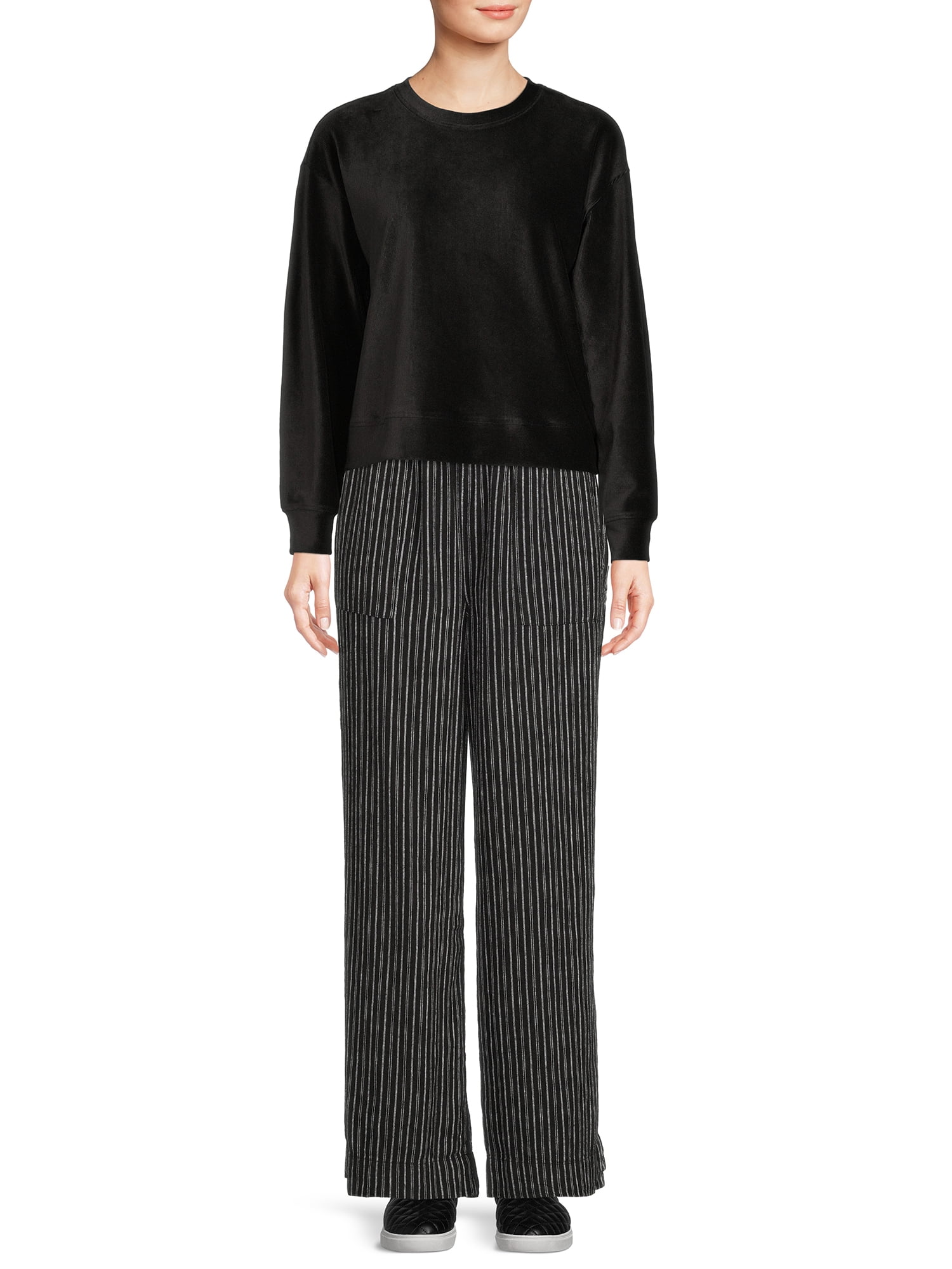 Time and Tru Women's High Rise Wide Leg Full Length Linen Pant