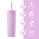 thumbnail image 4 of Injueey Botella de agua de 16OZ, vaso de paja esmerilado de plástico de 2 capas, bebida portátil, taza de té de la leche, soporte para café y jugo Mostrada morado claro NO2 Injueey HA007950-04B, 4 of 6
