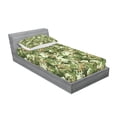 thumbnail image 2 of Ambesonne Frog Fitted Sheet & Pillow Sham Set, Skull Camouflage Design, Twin, Sage Pine Green, 2 of 2