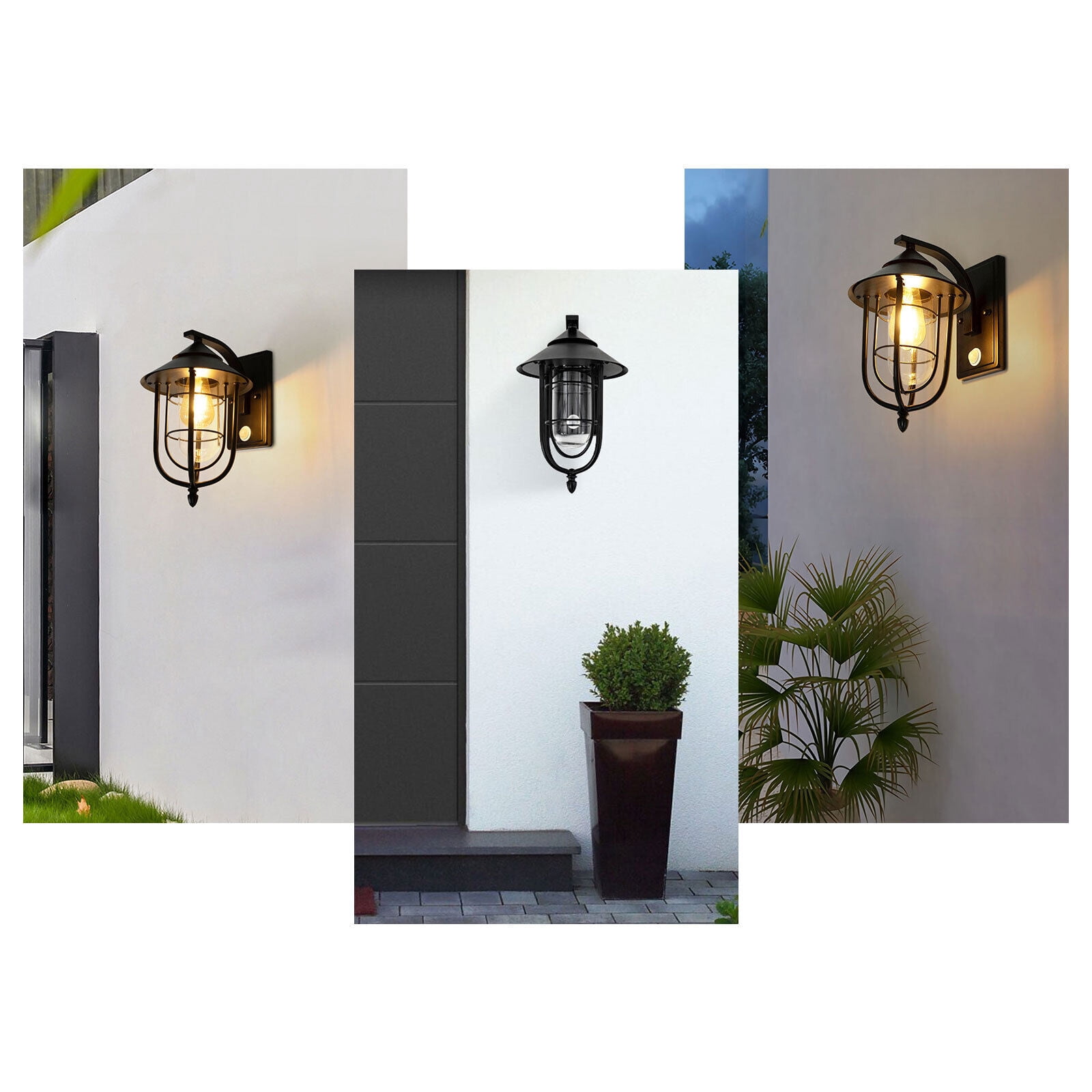 Miumaeov Motion Sensor Outdoor Wall Light Waterproof Dusk to Dawn Exterior Porch Sconce Light Fixture Wall Lanterns with Seeded Glass Outside Lamp