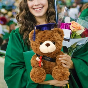 Jouet de graduation en peluche marron en peluche avec capuchon 9 Inch Cadeau de graduation pour les enfants du lycée de l'université Commemorative Keepsake pour lui & Elle