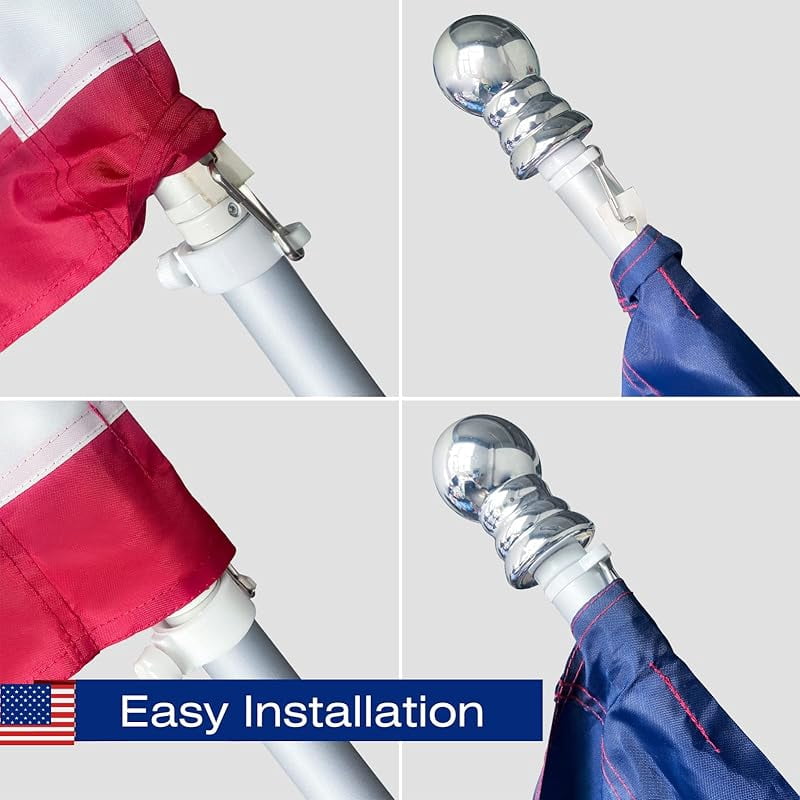 American Flag Pole Sleeve Banner Style USA US Flag Embroidered Stars Sewn Stripes Pole Sleeve Heavy Duty Durable (Flag Pole is NOT Included)
