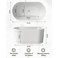 thumbnail image 6 of 51 Inch Oval Acrylic Freestanding Bathtub for Deep Soaking with Chrome Overflow and Pop Up Drain Gloss White CUPC Certified, 6 of 9