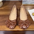 thumbnail image 6 of Shrysg Women's Bowknot Dress Flats Ballet Low Wedge Round Toe Slip-Ons Casual Loafers Breathable Dressy Office Work Flat Shoes Brown, 6 of 9