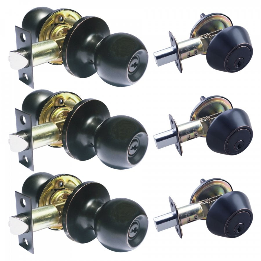 Locksets for Exterior doors and mobile home with deadbolt, 3 Pack Keyed