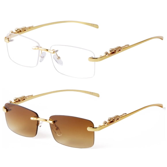 Gafas de Sol SDINM Rectangulares Sin Montura Estilo 90s Protección UV400 Unisex
