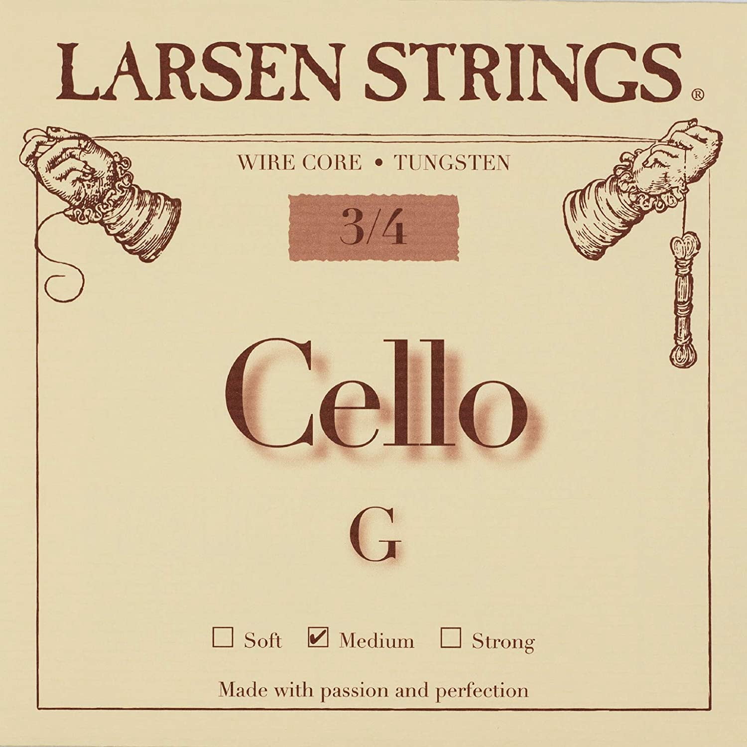 Larsen Strings Original Cello String Set 3/4 Size, Medium