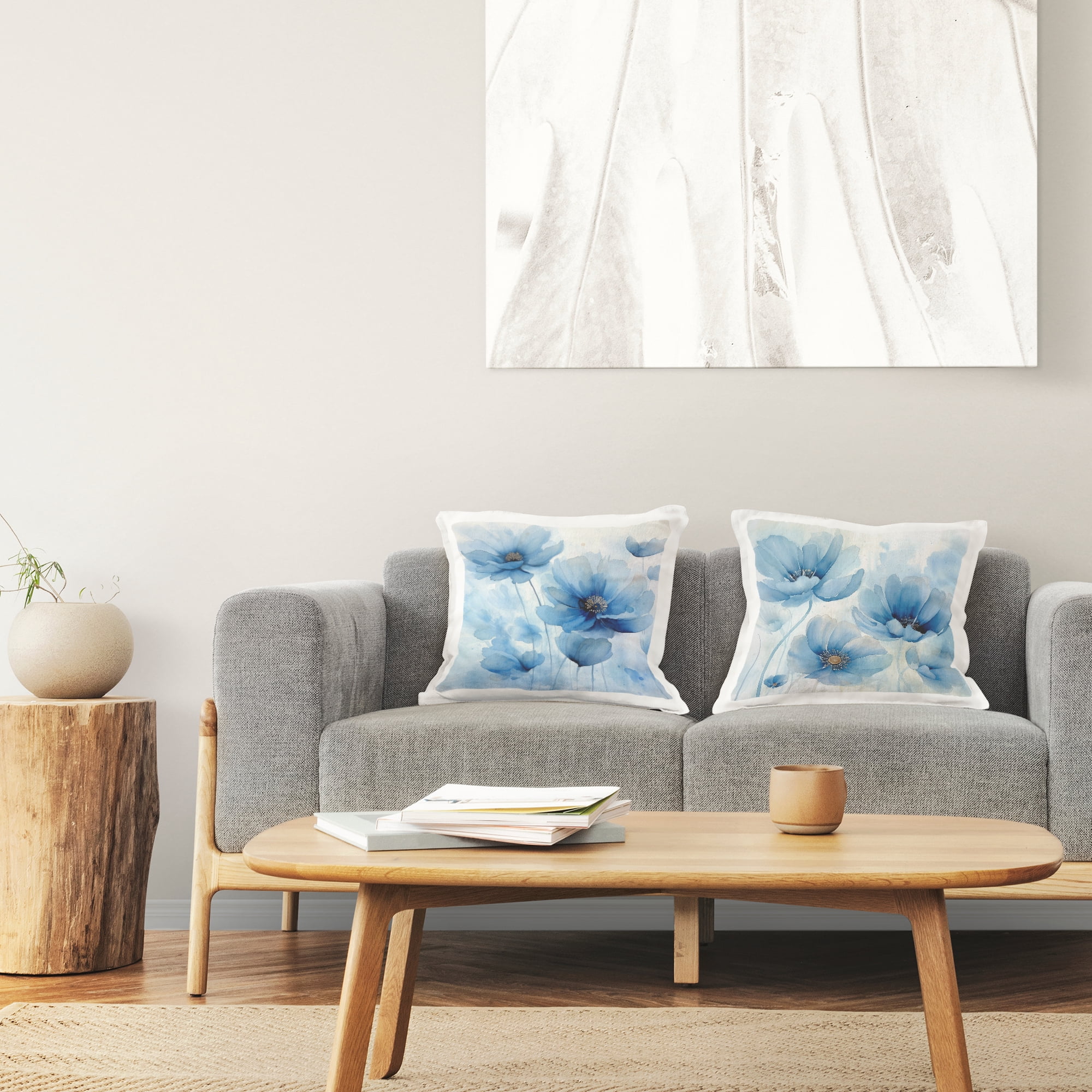 Stupell Industries Fading Blue Flower Petals Decorative Printed Throw Pillow Design by Irena Orlov.