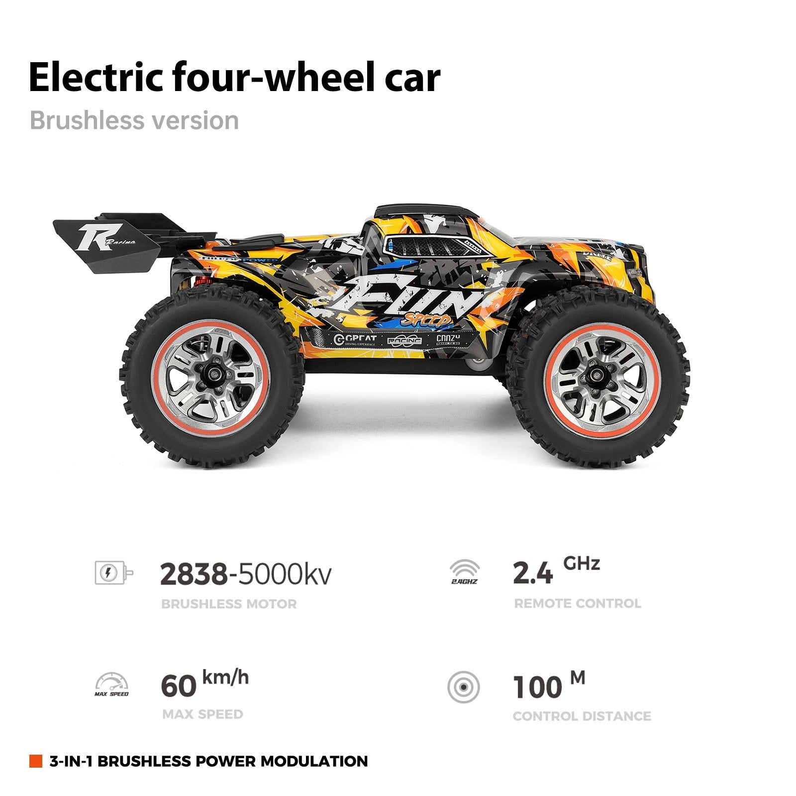 Wltoys 184008 2.4GHz 1/18 Remote Control Off Road Car 60KM/H Brushless Motor