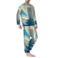 thumbnail image 2 of Salouo Sunshine Cute Winged Cat Print Button-Front Long Sleeve Pajama Set for Men, Soft 2Pjs Men's Long Sleeve Sleepwear-XX-Large, 2 of 7