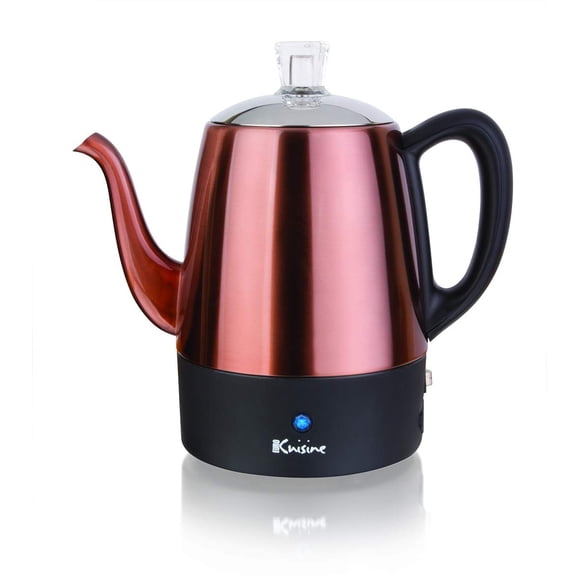 Euro Cuisine PER04 Percolador eléctrico Cafetera de acero inoxidable de 4 tazas (4 tazas) - Acabado en cobre