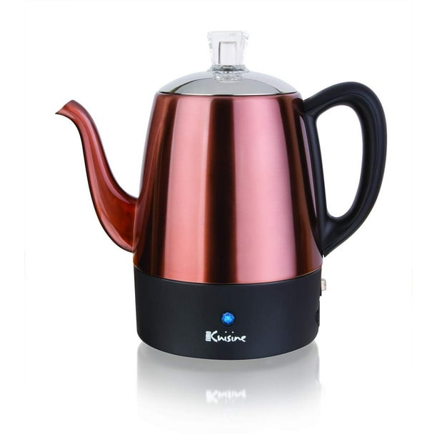 Euro Cuisine PER04 Percolador eléctrico Cafetera de acero inoxidable de 4 tazas (4 tazas) - Acabado en cobre