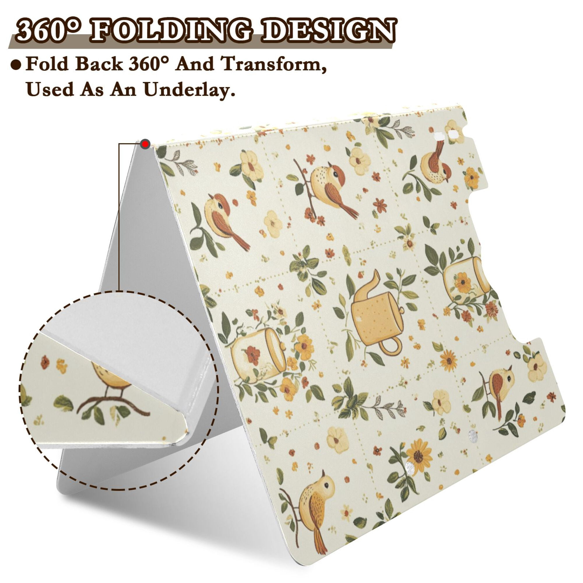 FORMRS A4 Clipboard Folder with Pen Holder Horizontal Foldable School Office Binder, Birds Sunflowers