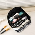 thumbnail image 5 of Iauyy Rhombus Cosmetic Bag with Handle Large Capacity Luxury Twill Travel Makeup Bag ,Monochromatic Art Style, 5 of 8