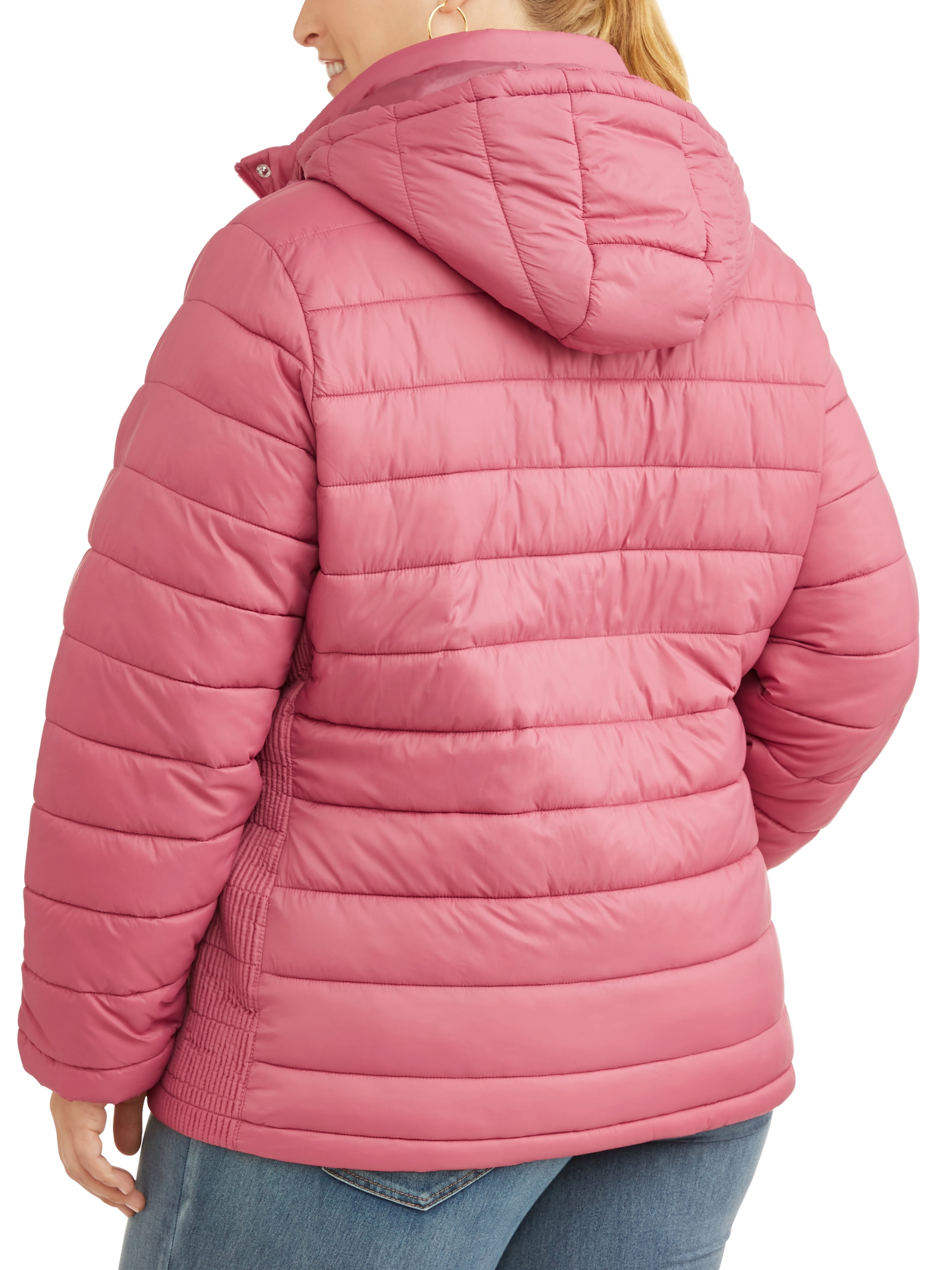 plus size pink puffer coat
