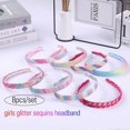 thumbnail image 2 of Juego de 8 diademas arcoíris con diseño de sirena y corazón con lentejuelas para niñas., 2 of 5
