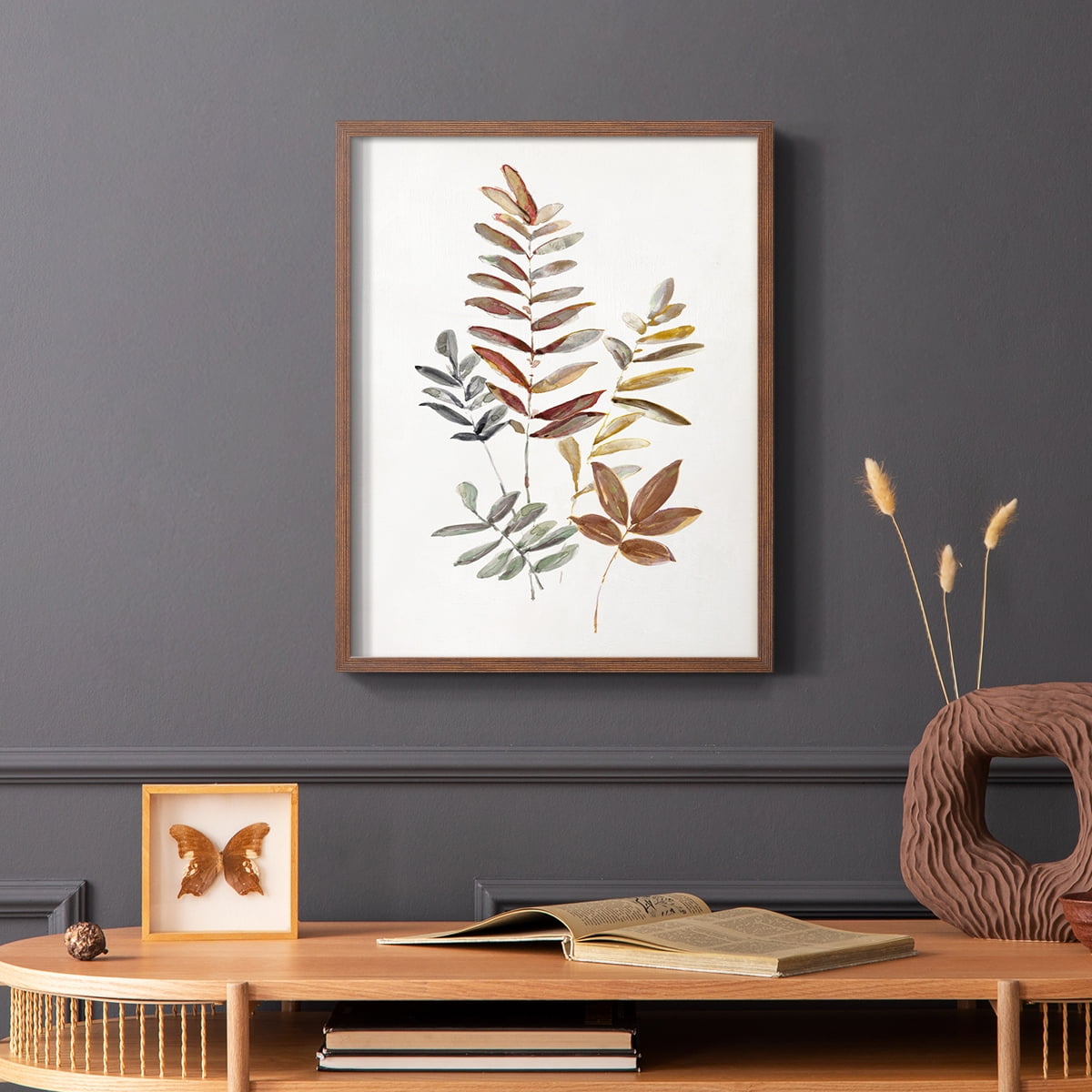 Autumn Leaves I Framed Print in Brown Solid Wood Framed Print No Nail Hanging