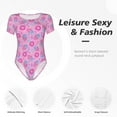 thumbnail image 6 of Haiem Pink Donuts Women's Crew Neck Short Sleeve Bodysuit Tops Stretchy Slim Basic-X-Large, 6 of 9
