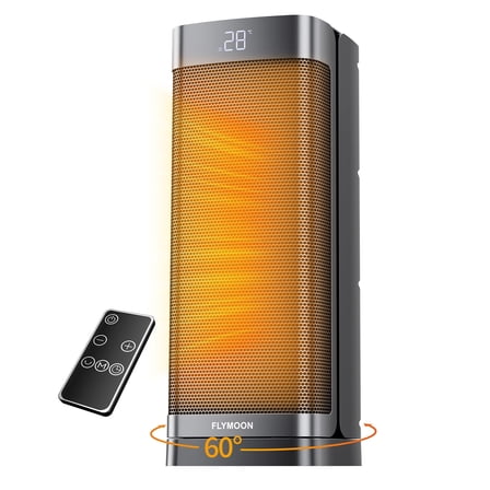 Space Heaters for Indoor Use, Portable Space Heater with 60° Oscillation, Remote Control, Overheat Protection, 50-95°F, Electric Heaters Office