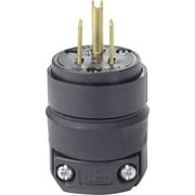 Leviton 515PR 15 Amp 125 Volt, Straight Blade Rubber Plug, NEMA 5-15P, Black