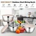 thumbnail image 3 of Mixing Bowls with Lids Set of 5, Vesteel Stainless Steel Mixing Bowls Metal Nesting Salad Bowls, Size 4.5, 3, 1.5, 1, 0.7 QT Great for Cooking, Baking, Serving - Khaki, 3 of 7