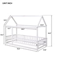 thumbnail image 4 of Twin Size House Bed for Boys and Girl, Wooden Canopy Bed Tent Bed, Playhouse Design Bed Frame with Full-lenth Guardrail, Bedroom Furniture, 79.5”L x 44.8”W x 66.2”H, White, 4 of 7