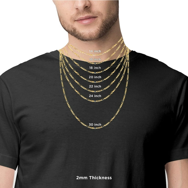 10K Gold Figaro Chain Necklace for Men and Women Unisex