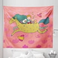 thumbnail image 1 of Bunny Tapestry, Floating Horse in the Sky with the Friends Birds and Crescent Moon Art, Fabric Wall Hanging Decor for Bedroom Living Room Dorm, 5 Sizes, Coral and Multicolor, by Ambesonne, 1 of 1