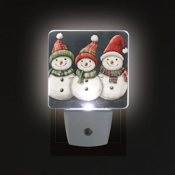 Yayeee LED Night Light for The Home Plug in With Light Sensors 2 Pack, Red Snowmen