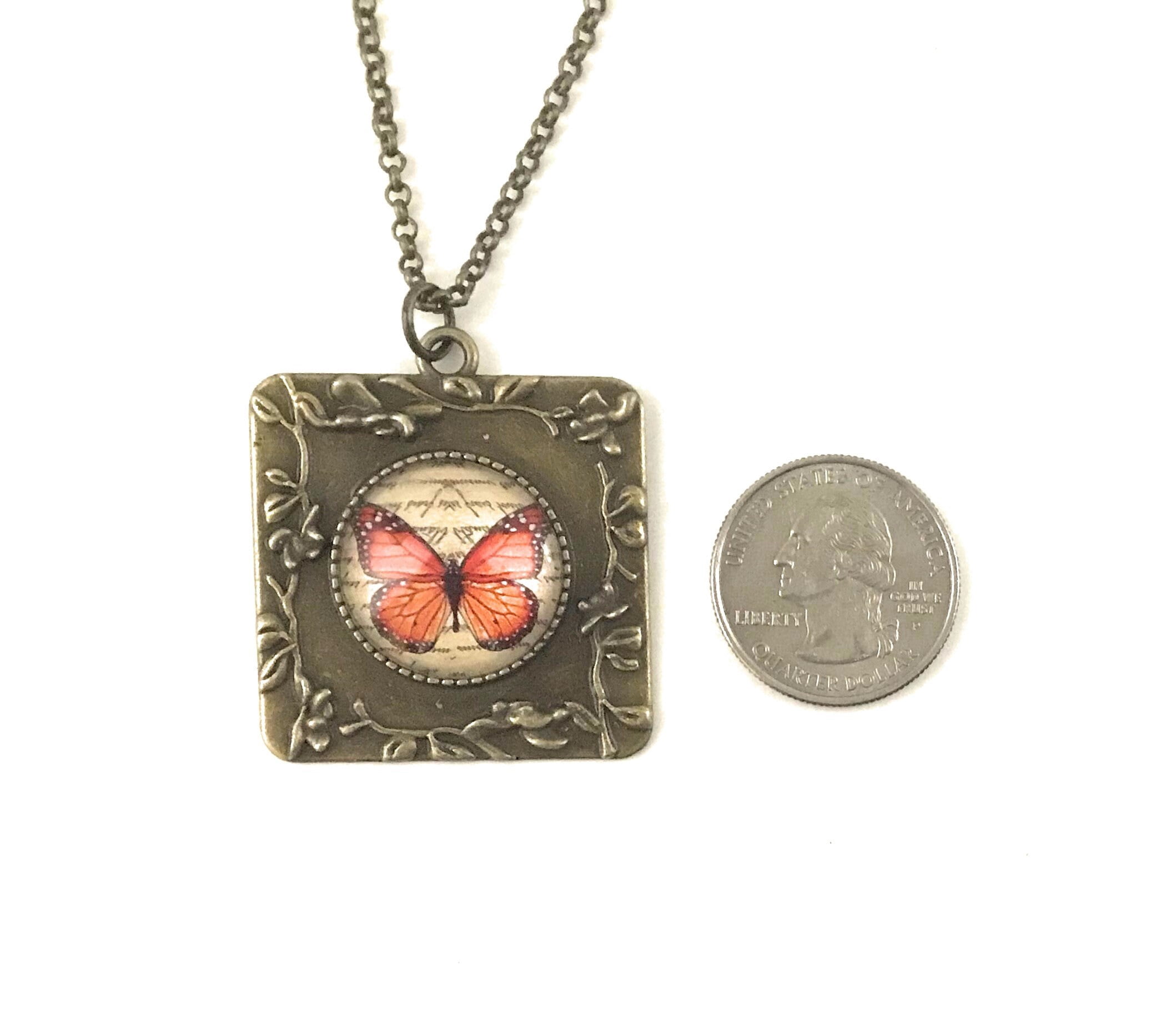 Monarch Butterfly Necklace, Monarch Pendant, Gift for Women, Unique Necklace, Under 25 Dollars
