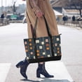 thumbnail image 4 of FORMRS Canvas Laptop Tote Bag for Women with 15.6" Computer Compartments Shoulder Handbag, Orange Checkered Pattern, 4 of 7