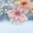 thumbnail image 3 of 12 Pack Pink Glitter Poinsettia Christmas Flowers, 5.7 Inch Artificial Floral Accents for Tree, Wreath, Gift Wrapping, Wedding, Baby Shower & Party Decor, 3 of 4