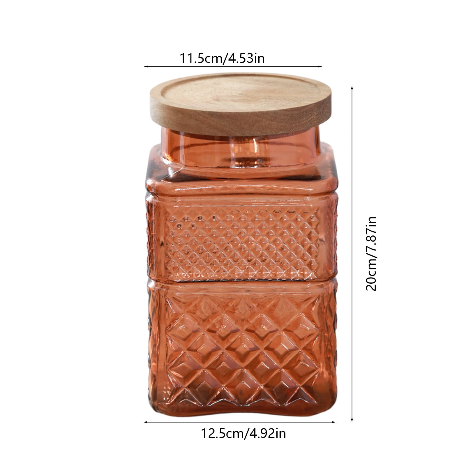 Relief Colored Glass Sealed Jar Kitchen Storage Container – High Borosilicate Food Grade Glass, Airtight Lid, 12.5x11.5x20 cm, Assorted Colors