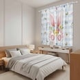 thumbnail image 3 of Easter Kitchen Curtains 63 Inch Length, Spring Rabbits Ears Feet Floral Blue Lattice Tiers Curtains for Living Room Berdoom Bathroom, Light Filtering Drapes Window Treatment 2 Panels 42"Wx63"L, 3 of 8