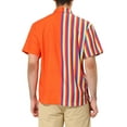 thumbnail image 3 of MODA NOVA Big & Tall Men's Summer Hawaiian Stripe Patchwork Button Down Shirt Multicolor Orange 3XLT, 3 of 6
