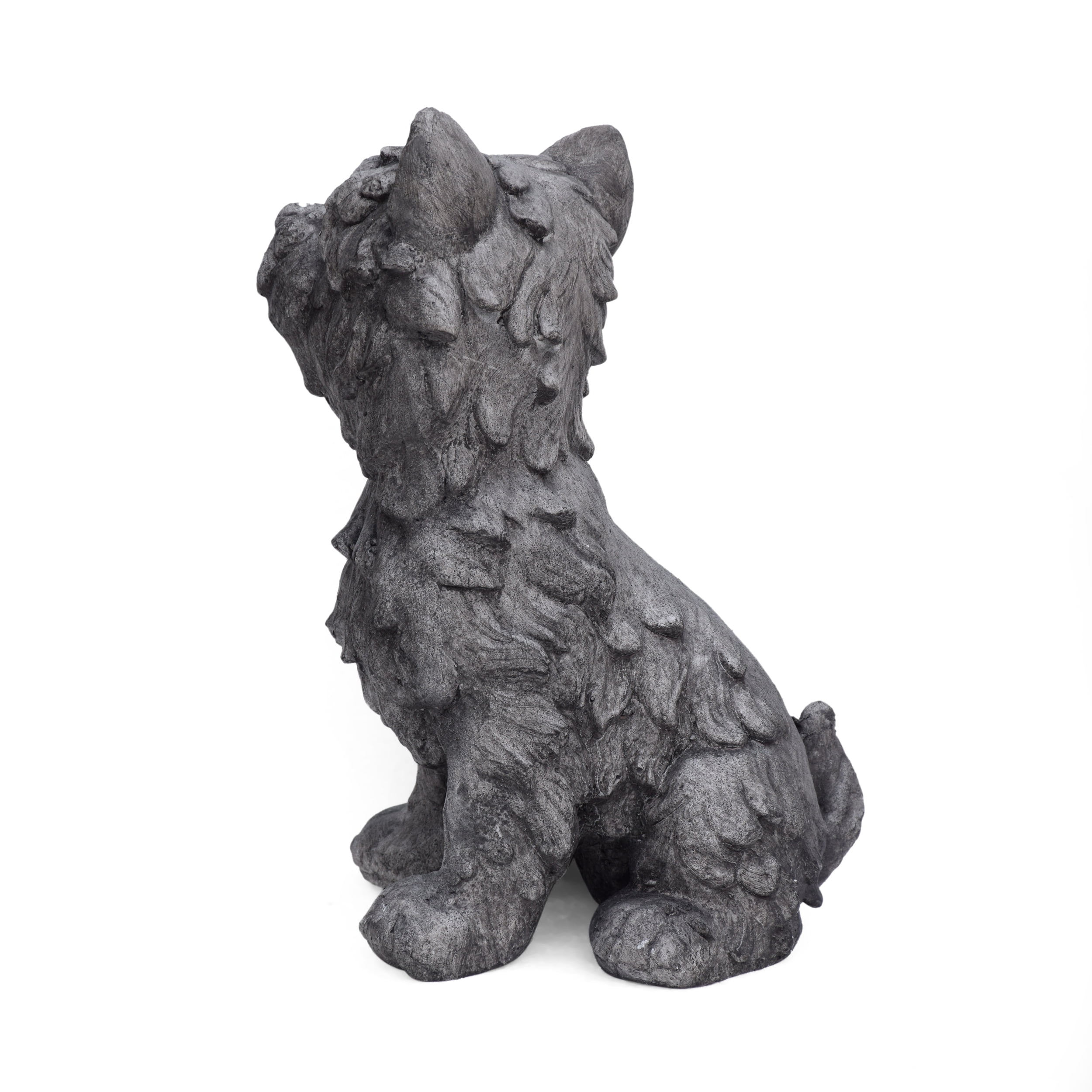 Kylen Outdoor Stone Terrier Dog Garden Statue, Antique Gray