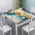 thumbnail image 3 of Teal and Gold Marble Abstract Waves Pattern Square Fitted Tablecloth with Elastic Edge,Square Table Cover,Washable Elastic Table Cover for Home Kitchen Party Decor 34"x34", 3 of 6