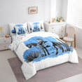 thumbnail image 3 of Homewish Oil Painting Artistic 7-Piece Twin Bedding Sets,Southwestern Cowgirl Tropical Cactus Bedding Comforter Set,White Blue Sheet Sets For Kids,Super Cozy Room Decor Reversible, 3 of 8