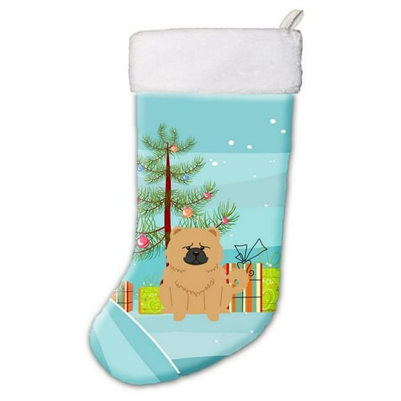 Merry Christmas Tree Chow Chow Cream Christmas Stocking