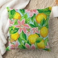 thumbnail image 2 of Summer Pillow Cover 18x18 Inch - Vibrant Lemon and Pink Blossom Pattern, Tropical Fruit and Floral Decorative Cushion Case for Home Decor, 2 of 6