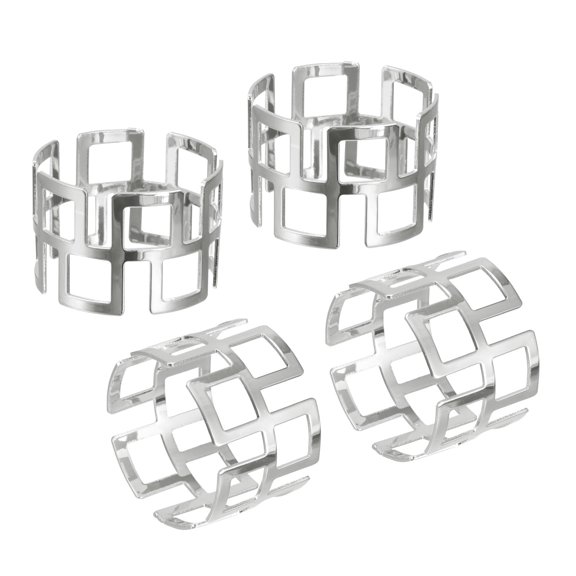 Uxcell Napkin Rings, 4 Pack 43mm Inner Diameter Alloy Napkin Buckles, Silver Tone