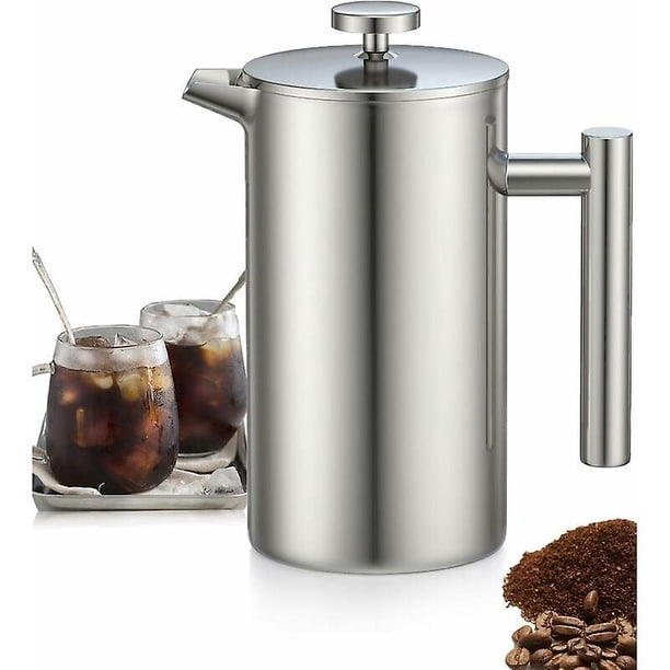 350ML Stainless Steel French Press Coffee Maker, French Press with Triple Filters, French Press with Keep Warm Function and Steel Piston
