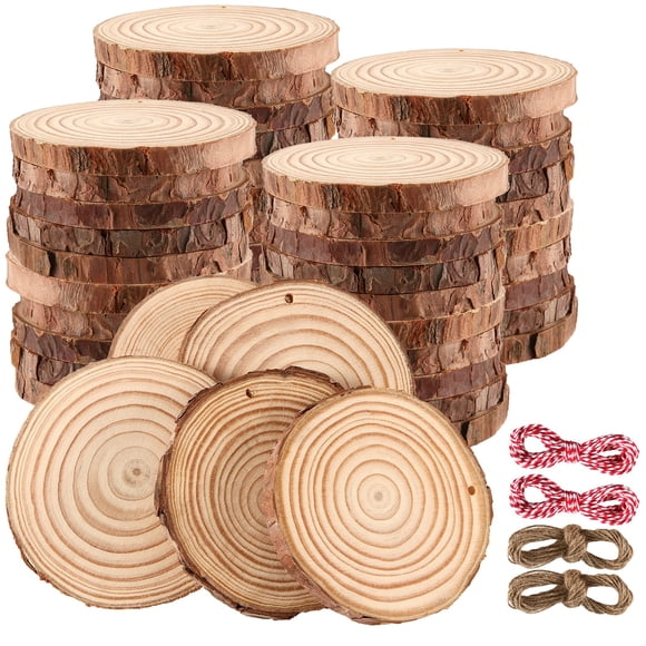 Rodajas de madera JOIKIT de 8 a 10 cm, 50 unidades, madera de pino natural artesanal