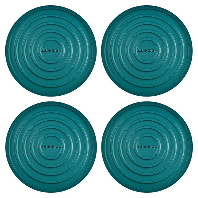 Juego de 4 manteles individuales de silicona lavables y redondos, color negro