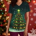 thumbnail image 7 of Wowcloth Women's Short Sleeve V-Neck Top with Christmas Print and Pocket, Casual Scrub Style for Holiday and Daily Wear, 7 of 7