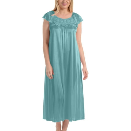 

EZI Nightgowns for Women - Soft & Breathable Satin Night Gowns for Adult Women - Medium to Plus Size Womens Sleep Shirts - Long Mid-Length Nightgown